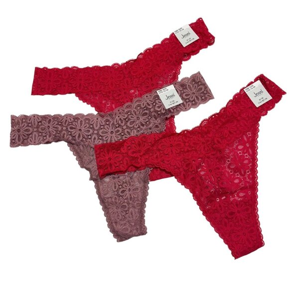 Jenni Intimates Womens Mauve‎ Red Plus Size Fits 1X-3X One Size (3) Pairs - NWT - Picture 1 of 4